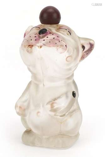 Vintage frosted glass scent bottle in the form of Bonzo the ...