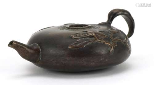 Chinese patinated bronze water dropper in the form of a teap...