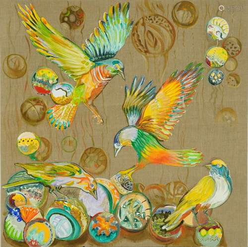 Clive Fredriksson 2022 - Birds of Paradise, acrylic on canva...