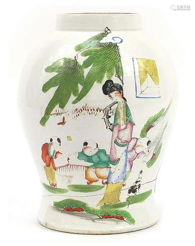 Large Chinese porcelain baluster vase hand painted in the fa...