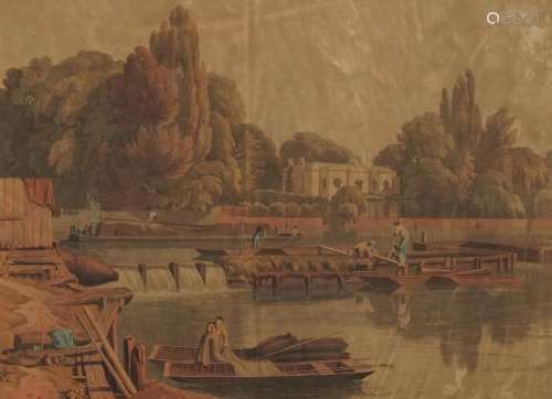 After William Havell - The Weir from Marlow Bridge on the Th...