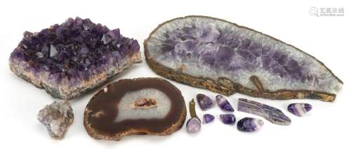 Rocks and crystals including polished amethyst block, 30.5cm...