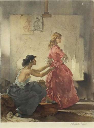 William Russell Flint - Two females before sketches, pencil ...