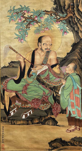 Chinese Figure Painting, Ink and Color on Silk, Zhang Daqin
