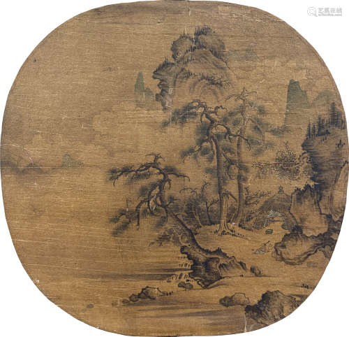 Chinese Pine Painting, Ink on Silk, Anonymous
