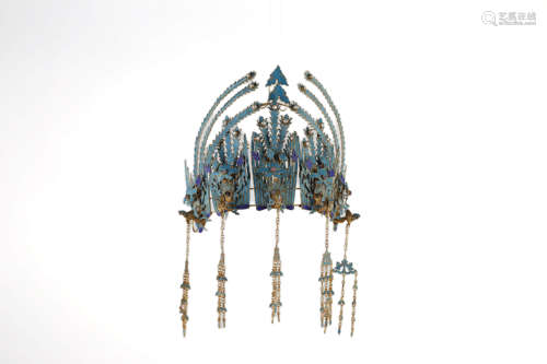 Gilt Silver Kingfisher Feather Inlaid Crown