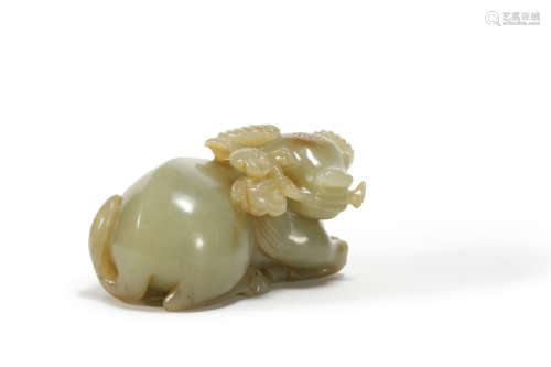 Yellow Jade Ox and Lingzhi Ornament