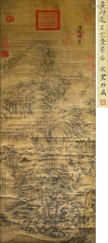 Chinese Landscape Painting, Ink on Silk, Dong Bangda