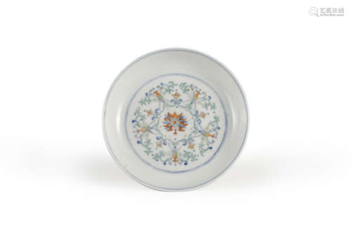 Famille Rose Interlocking Peony Plate