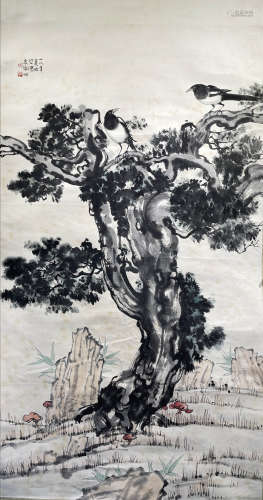 Chinese Scholar Under Tree Painting on Paper, Xu Beihong