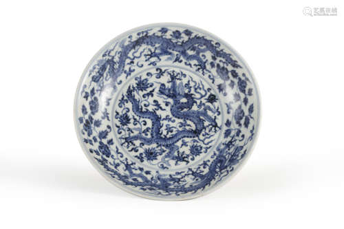 Blue and White Dragon Plate