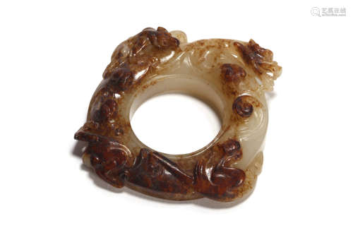 Yellow Jade Mythical-Beast Ring