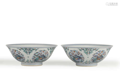 Two Doucai Phoenix Bowls