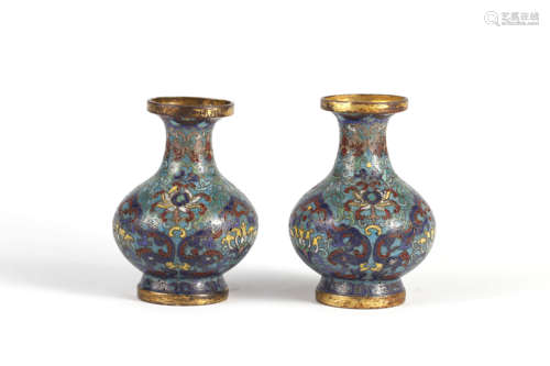 Two Cloisonne Enamel Flower Vases