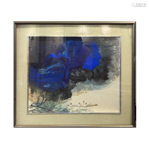 Chinese Landscape Painting, Framed Zhang Daqin