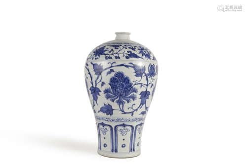 Blue and White Flower Meiping Vase