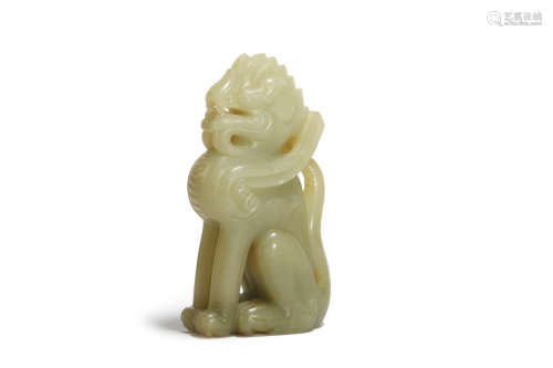 Carved Yellow Jade Lion