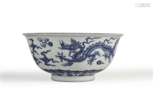 Blue and White Dragon Bowl