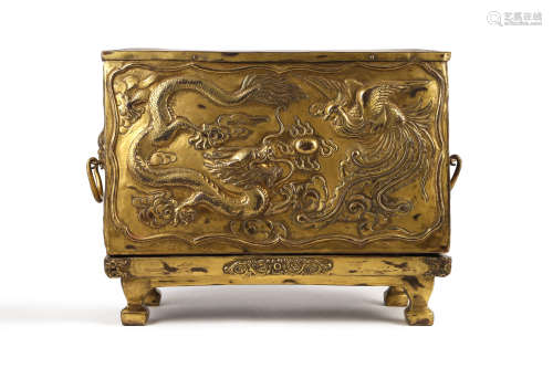 Gilt-Bronze Dragon and Phoenix Box