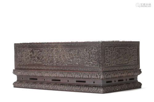 Carved Sandalwood Dragon Box