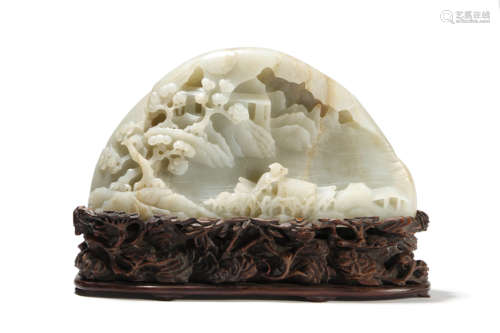 Carved White Jade Boulder