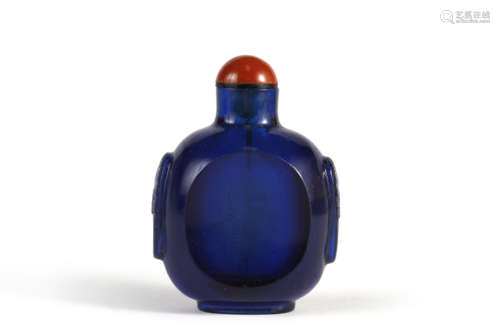 Blue Glassware Double-Eared Snuff Bottle