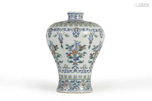 Doucai Glaze Flower Meiping Vase