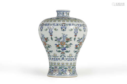 Doucai Glaze Flower Meiping Vase