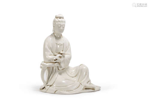 Dehua White Glaze Statue of Avalokitesvara with He Chaozong