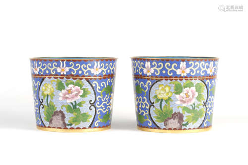 Pair of Cloisonne Enamel Flower Pots