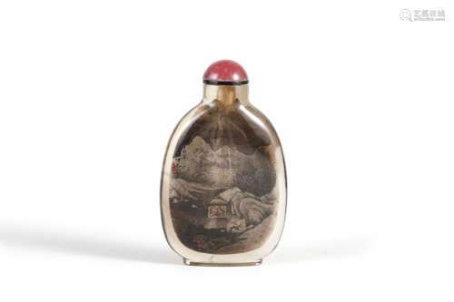 Inside-Painted Rock Crystal Snuff Bottle with Chen Zhongsan