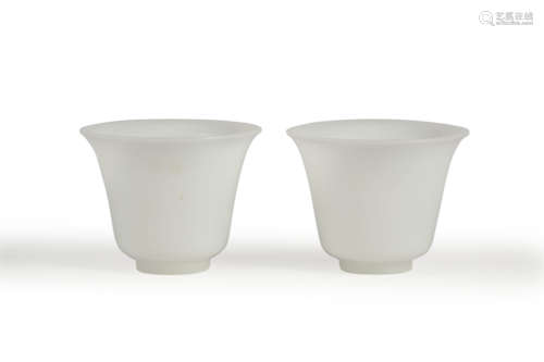 Pair of White Glassware Cups