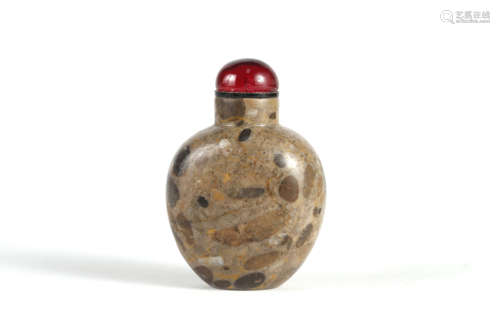 Carved Pudding Stone Snuff Bottle