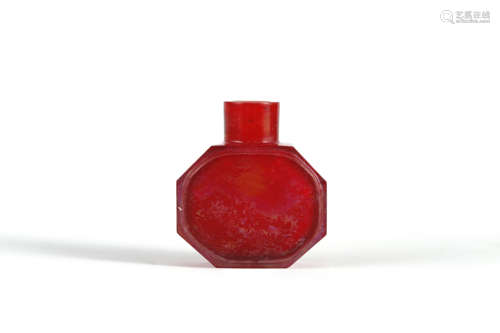 Ruby Red Glassware Octagonal Snuff Bottle