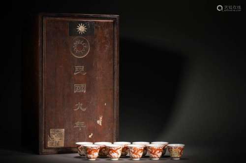 Qing Tongzhi: A ten piece alum red cup set