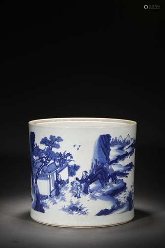 Ming : A blue and white Brushpot