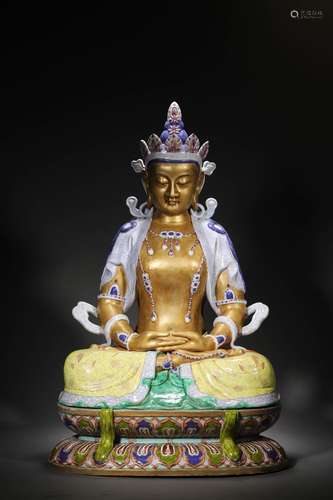 Qing: A Fencai Seated Buddha Statue