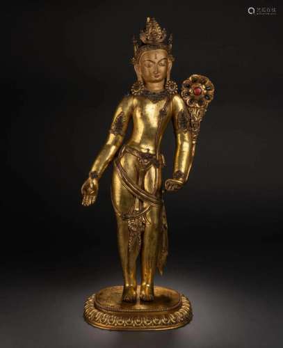 Ming : A Bronze gilt Buddha statue