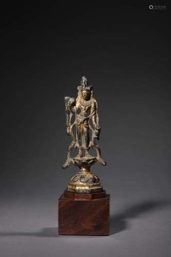 Northern Wei Dynasty:Bronze gilt standing Buddha Statue