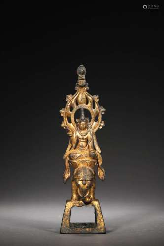 Tang :gilt bronze Manjusri Bodhisattva Statue