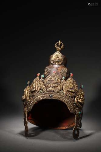 Ming Dynasty:A gilt bronze Buddhist Hat