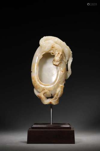 Qing Qianlong:A Carved Jade Ink Washer