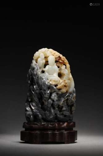 Qing Dynasty:A black and white carving Jade Ornament