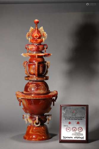 A Carved agate Incense Diffuser