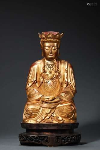 Ming: A Gilt Wooden Seated Buddha statue
