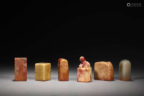 Qing: A Group of Six Shoushan Stone Seals