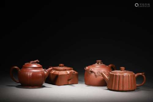 Qing: A Group of Four Zisha Teapots