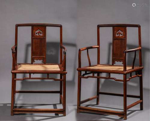 Ming Dynasty:Huanghuali official hat chair a pair