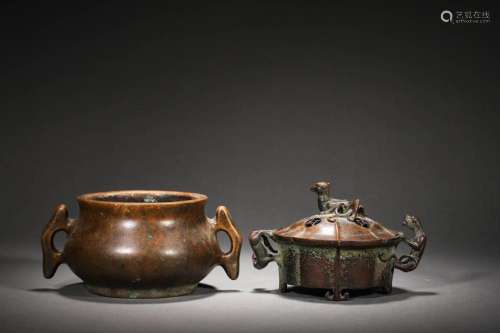 Qing Dynasty:Copper furnace set (2 pieces in total)