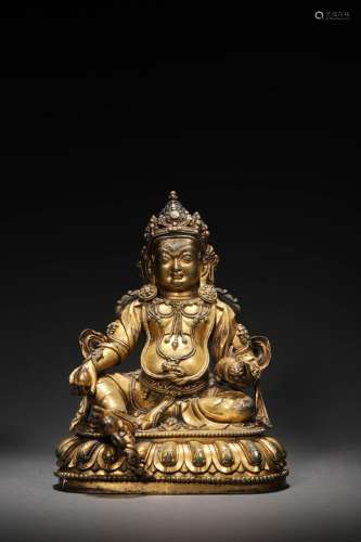 Qing Dynasty:gilt copper god of wealth